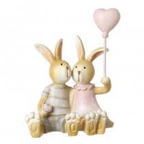 Boy & Girl Resin Rabbits With Love Heart