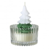 Christmas Tree Candle In Glass Pot