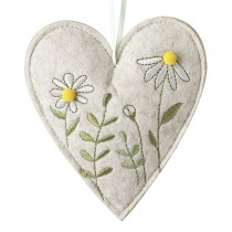 Hanging Felt Heart With Daisies