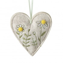 Hanging Felt Heart With Daisies