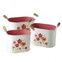 White Pots With Handles Flower Print