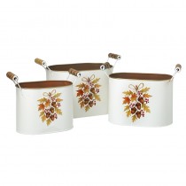 White Pot With Handles Acorn Design Set