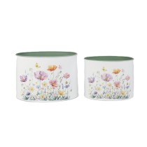 Metal Floral Set 2 Pots