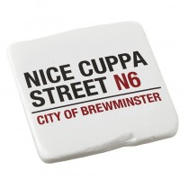 White Resin Nice Cuppa Street Coaster