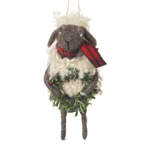 Festive Sheep With Wreath & Scarf