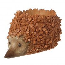 Orange Wood Finish Floral Hedgehog Pot