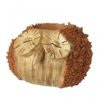 Orange Wood Finish Resin Owl Pot