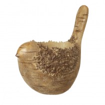 Wood Finish Resin Bird Pot