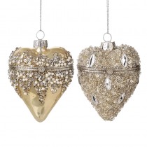 Jewelled Gold Heart Casket Baubles Mix