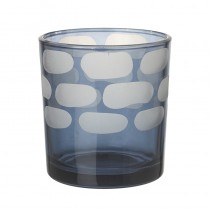 Sm Blue & White Design Glass T-Light
