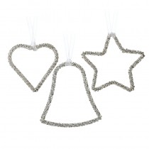 Hanging Silver Star Heart Bell