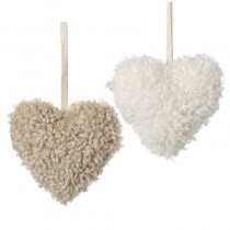 Fluffy Fawn And Cream Hanging Hearts Mix