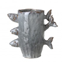 Blue Ceramic Vase With Fish