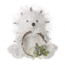 White Fluffy Hedgehog With Wreath