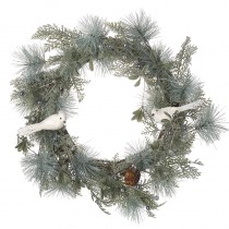 Silver & Green Wreath With White Birds