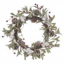 Red Berry And Fir Cone Foliage Wreath