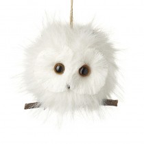 White Fluffy Owl On Branch Hanger