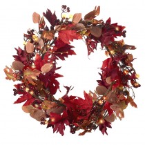 Light Up Russet Mixed Leaves Wreath