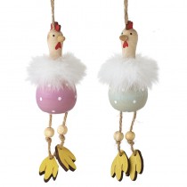 Spotty Wooden Chicken Hanging Decs Mix 2