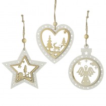 Hanging Wooden Cut Out Baubles