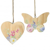 Wooden Heart And Butterfly Hangers Mix