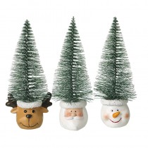 Brush Trees In Christmas Head Pots Mix
