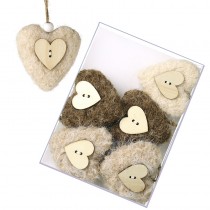 Brown & Cream Fur Hearts Set