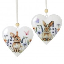 Hanging Heart Rabbit With Flowers Mix