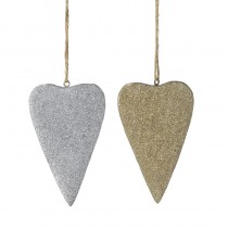 Silver And Gold Resin Hanging Hearts
