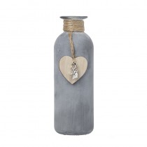 Small Cement Jar With Hanging Heart