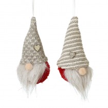 Hanging Knitted Gonks With Heart On Hats