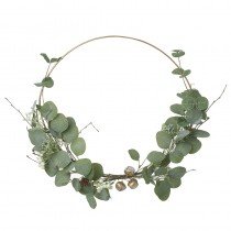 Wreath With Green Leaves & Gold Bells