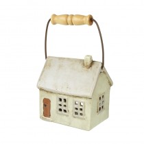 Ceramic House Candle Holder W/Handle