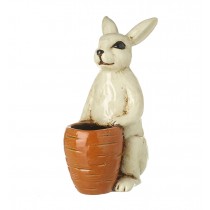 Tall Pottery Bunny With Carrot Pot