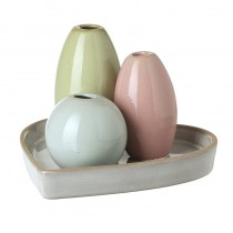 Ceramic Mini Vase Trio On White Heart