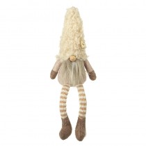 Gonk In Large Cream Fur Hat With Heart