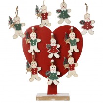 Hanging Gingerbread On Heart Display