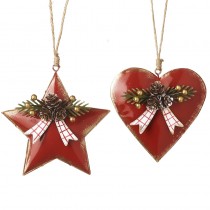 Red Star And Heart With Bow Mix