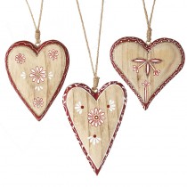 Hanging Wooden Hearts Red Border Mix