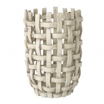 Tall White Woven Effect Pot