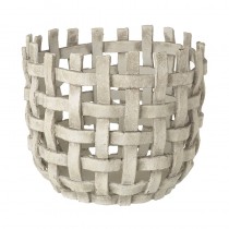 Medium White Woven Effect Pot
