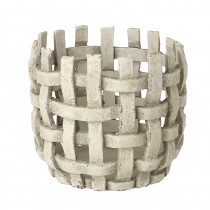 Small White Woven Effect Pot