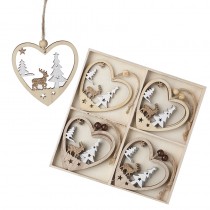 Wooden Heart Cut Out Baubles