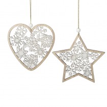 Wooden Star & Heart Cut Out Hanger Mix