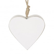 Wooden White Heart Hanger