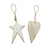 White Wooden Hearts & Stars Mix