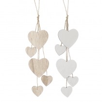Natural & White Wooden Heart Garlands