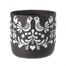 Folk Art Bird Design Pot Lrg