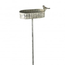 Metal Flower Pot With Bird Garden Stake