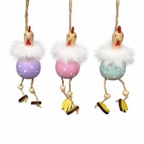 Spotty Wooden Chicken Hanging Decs Mix 3